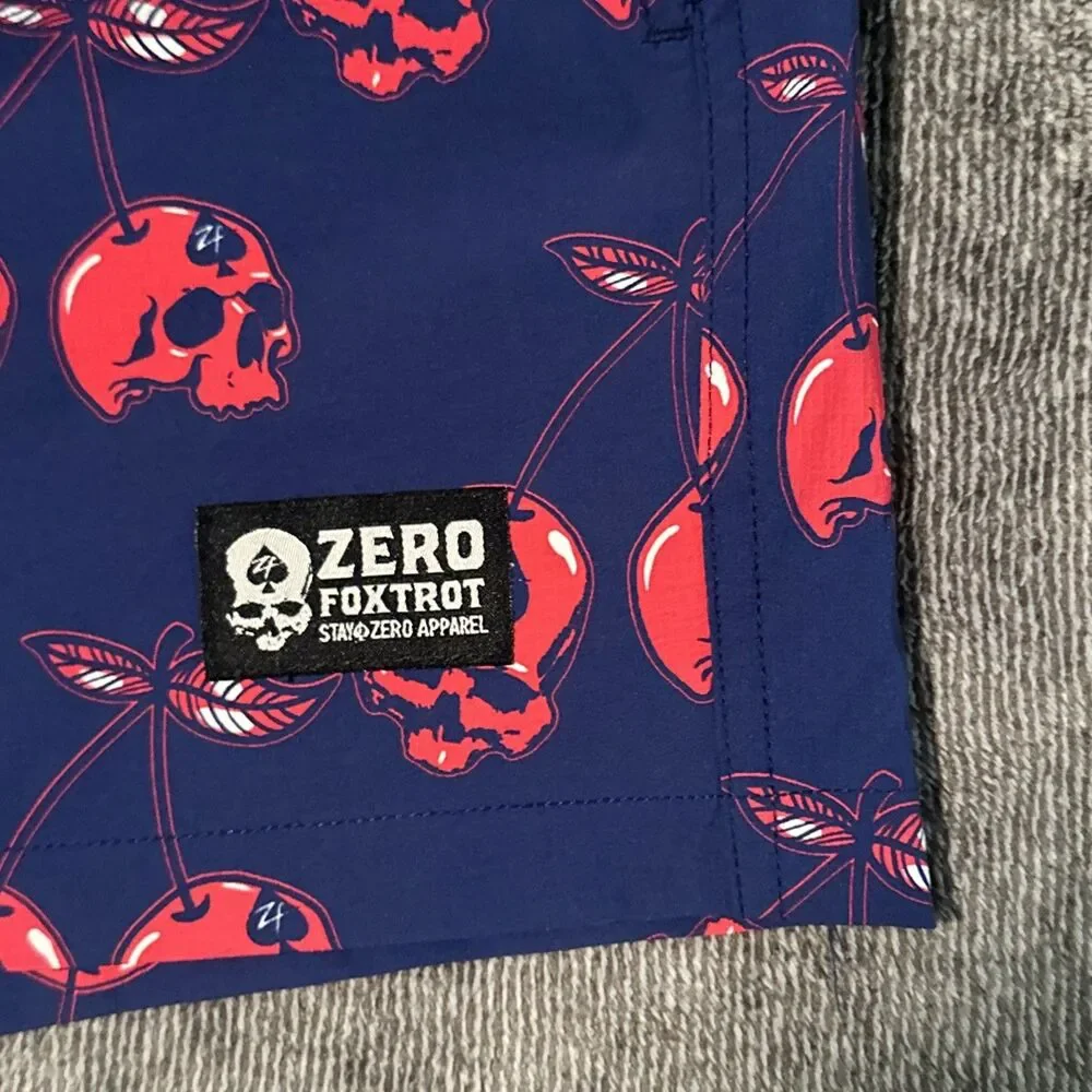 Zero Foxtrot Swim Trunks Mens XL Skull Cherries Stretch Waist Lined Shorts 2024